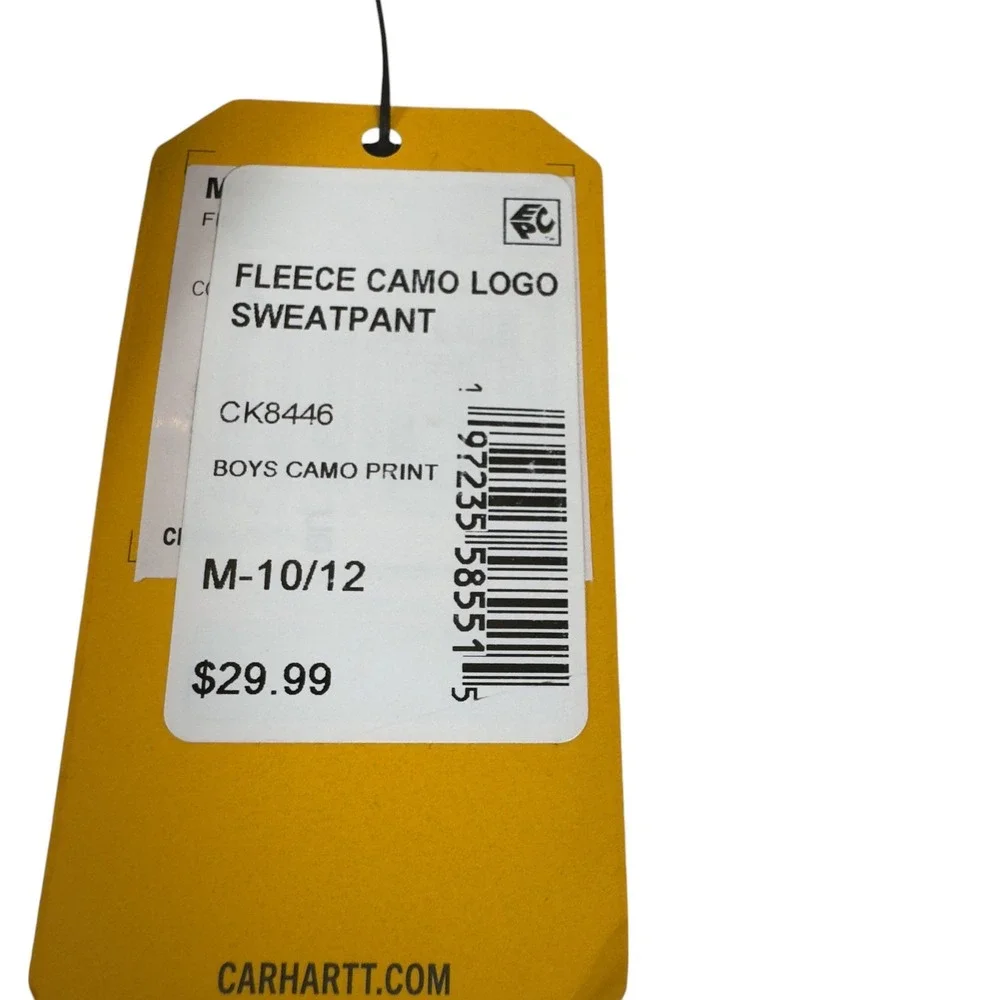 Carhartt Kids CK8446 Logo Fleece Camo Sweatpants - Green Camo Medium (10/12) NEW